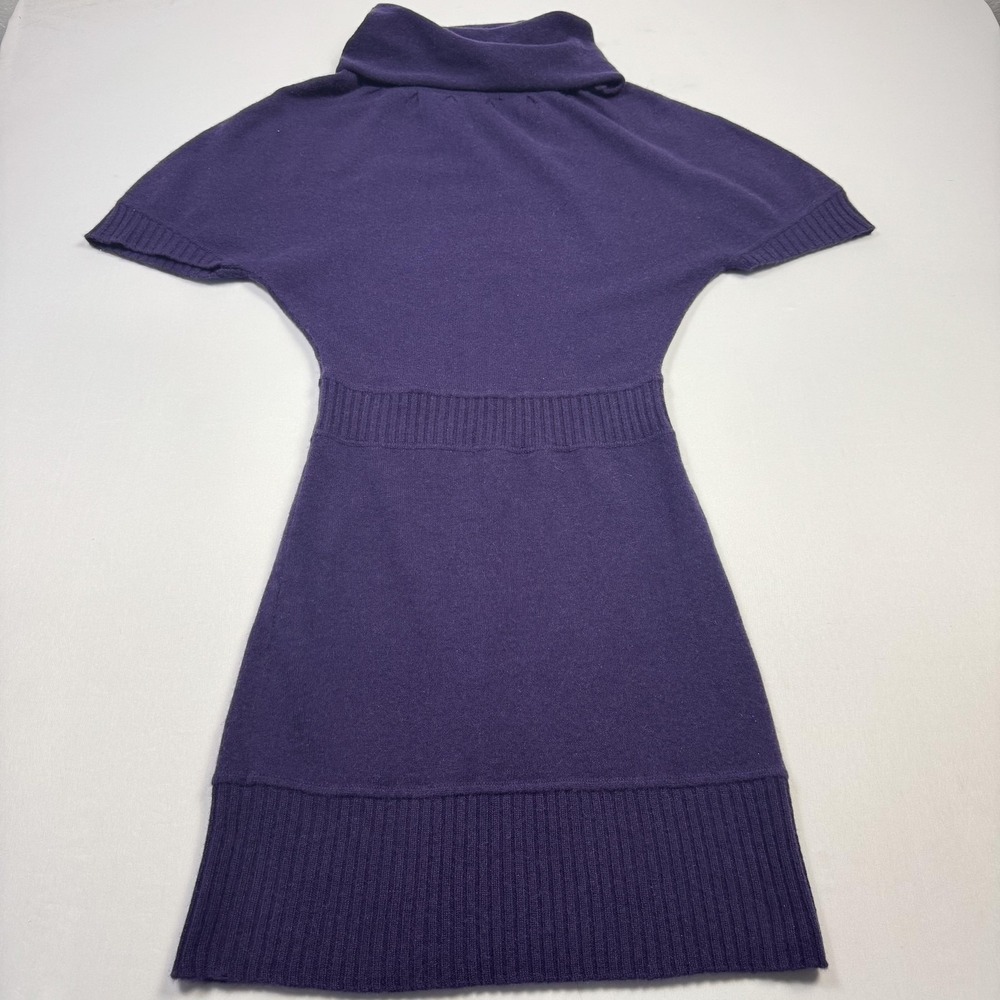 Qi Cashmere Sweater Dress Womens XS Purple Cowl Neck Short Sleeve‎ Knit Dolman